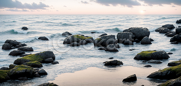 사람없음 JPG 디지털합성 편집이미지 구름(자연) 돌(바위) 바다 야외 자연 주간 편집소스 풍경(경치) 해변