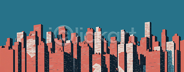 사람없음 JPG 일러스트 뉴욕 도시 메트로폴리탄 미니멀 백그라운드 빌딩 청록색 코랄 풍경(경치)