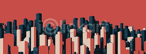 사람없음 JPG 일러스트 남색 뉴욕 도시 메트로폴리탄 미니멀 백그라운드 빌딩 빨간색 풍경(경치)