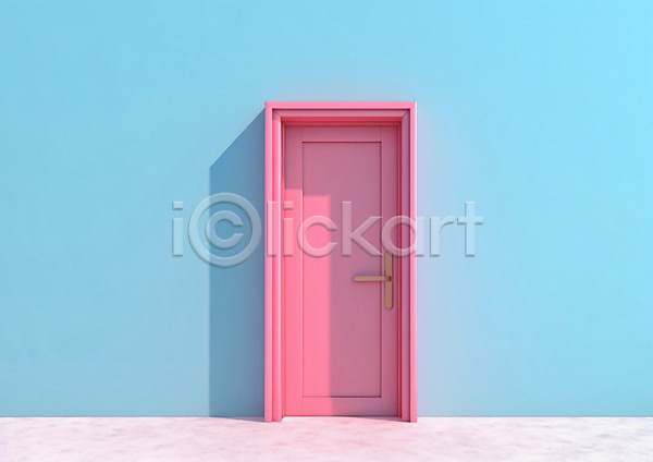 사람없음 3D JPG 디지털합성 편집이미지 그래픽 문 벽 분홍색 하늘색