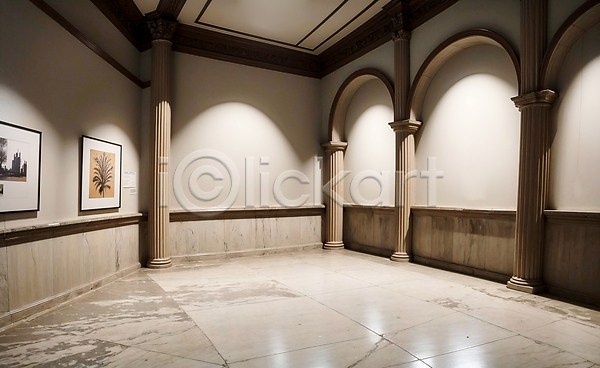 사람없음 JPG 디지털합성 편집이미지 건물 건축양식 공간 로마네스크 로마네스크양식 벽 실내 아치 액자 인테리어 편집소스