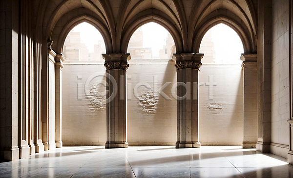 사람없음 JPG 디지털합성 편집이미지 건물 건축양식 공간 기둥 로마네스크 로마네스크양식 벽 실내 아치 인테리어 편집소스