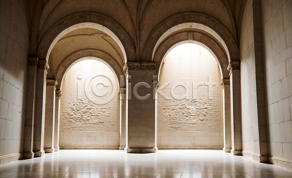 사람없음 JPG 디지털합성 편집이미지 건물 건축양식 공간 로마네스크 로마네스크양식 벽 실내 아치 인테리어 편집소스