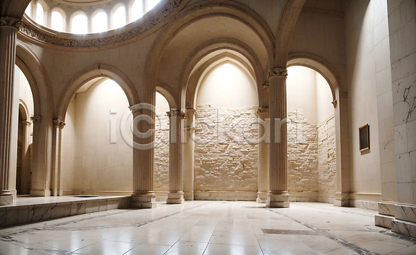 사람없음 JPG 디지털합성 편집이미지 건물 건축양식 공간 로마네스크 로마네스크양식 벽 실내 아치 인테리어 편집소스
