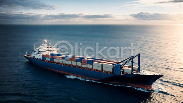 사람없음 PSD 디지털합성 편집이미지 구름(자연) 무역 바다 배(교통) 야외 운송업 컨테이너 컨테이너상자 편집소스 항해 화물선