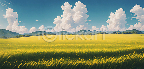 사람없음 PSD 디지털합성 일러스트 편집이미지 구름(자연) 산 초록색 초원(자연) 편집소스 풀(식물) 풍경(경치) 하늘