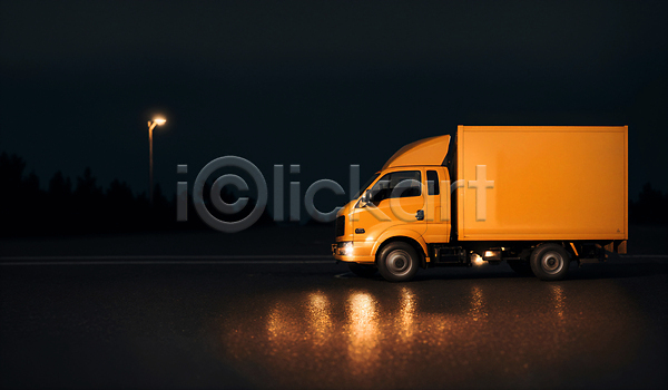 사람없음 JPG 디지털합성 편집이미지 도로 물류 배송 빛 새벽배송 야간 야외 탑차 택배 편집소스