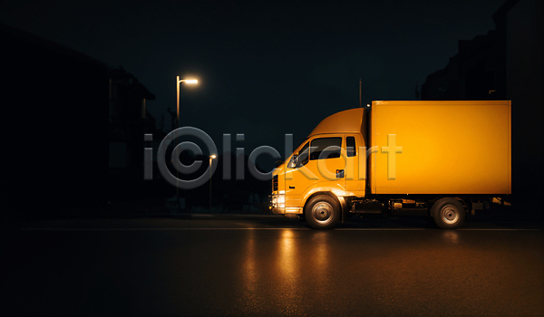 사람없음 JPG 디지털합성 편집이미지 가로등 도로 물류 반사 배송 빛 새벽배송 야간 야외 탑차 택배 편집소스