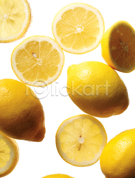 사람없음 JPG 포토 노란색 누끼 단면 레몬 스튜디오촬영 슬라이스 식재료 여러개