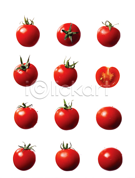 사람없음 JPG 포토 누끼 단면 방울토마토 빨간색 스튜디오촬영 슬라이스 식재료 여러개 일렬 토마토