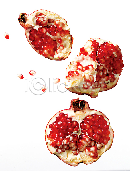 사람없음 JPG 포토 누끼 단면 빨간색 석류 석류알 스튜디오촬영 슬라이스 식재료