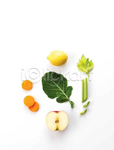 사람없음 JPG 포토 하이앵글 누끼 단면 당근 레몬 사과 샐러리 스튜디오촬영 슬라이스 식재료 케일