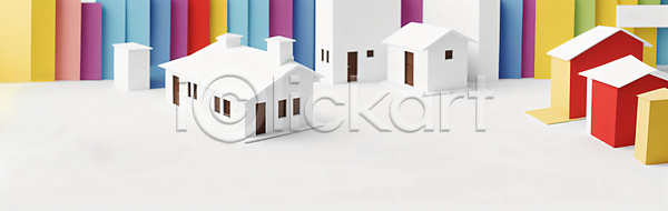 사람없음 JPG 디지털합성 편집이미지 가로배너 건축모형 디자인 배너 부동산 주택 컬러풀 현수막 흰색