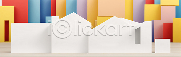 사람없음 JPG 디지털합성 편집이미지 가로배너 건축모형 디자인 배너 백그라운드 부동산 윤곽 주택 컬러풀 현수막 흰색
