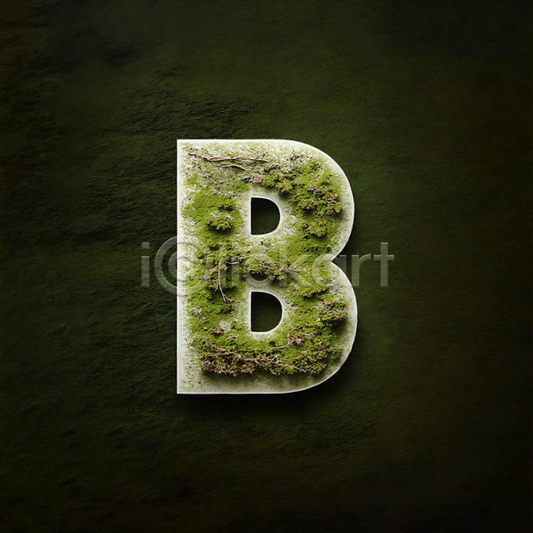 사람없음 JPG 디지털합성 편집이미지 B 나무 대문자 문자 알파벳 이끼 초록색 타이포그라피 편집소스