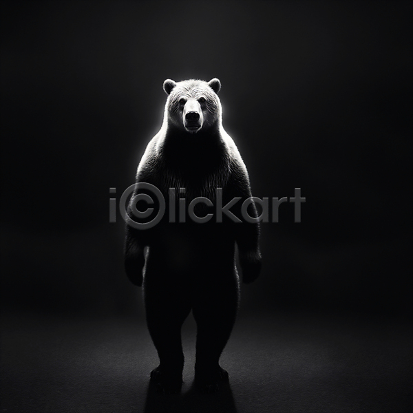 사람없음 JPG 디지털합성 편집이미지 검은색 곰 그림자 불곰 서기 편집소스 한마리