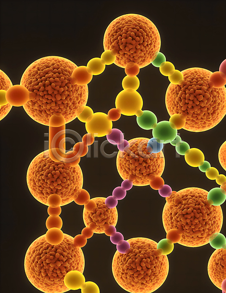 사람없음 JPG 디지털합성 편집이미지 그래픽 모양 미생물 바이러스 박테리아 세포 연결 원형 주황색 질병