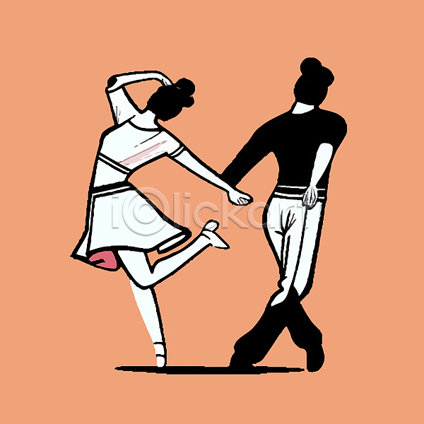 남자 두명 성인 성인만 여자 AI(파일형식) 일러스트 다리들기 서기 전신 춤 커플댄스 포즈