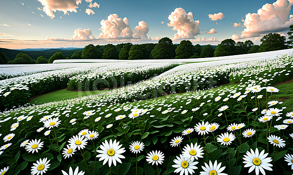 사람없음 JPG 편집이미지 구름(자연) 꽃 꽃밭 노을 데이지 야외 일몰 자연 초원(자연) 풍경(경치) 하늘