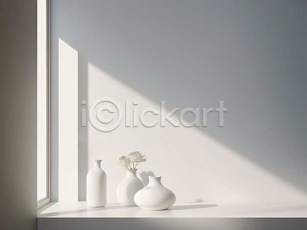 사람없음 JPG 디지털합성 편집이미지 그림자 꽃 꽃병 라이프스타일 미니멀 빛 인테리어 창가 흰색