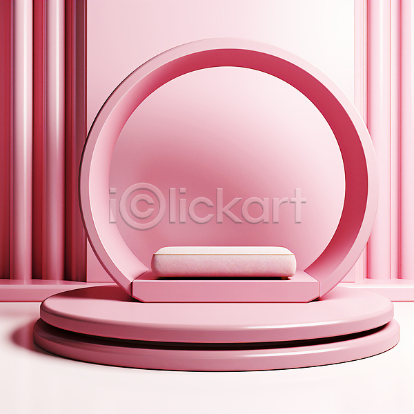 사람없음 JPG 디지털합성 입체 편집이미지 단상 백그라운드 분홍색 시상대 원형 전시 편집소스 포디움