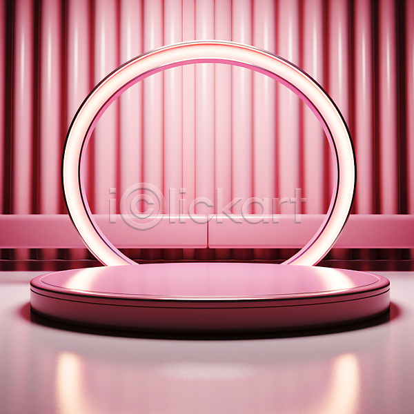 사람없음 JPG 디지털합성 입체 편집이미지 단상 백그라운드 분홍색 시상대 원형 전시 편집소스 포디움