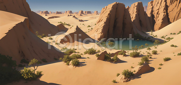 사람없음 JPG 편집이미지 갈색 골짜기 그림자 나무 모래 백그라운드 사막 오아시스 절벽 풍경(경치)