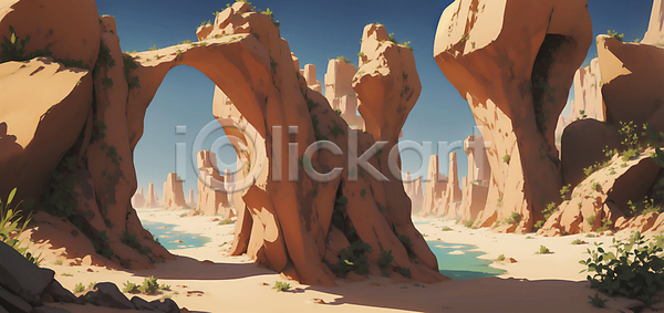 사람없음 JPG 편집이미지 갈색 골짜기 모래 백그라운드 사막 식물 아치 오아시스 절벽 풍경(경치)