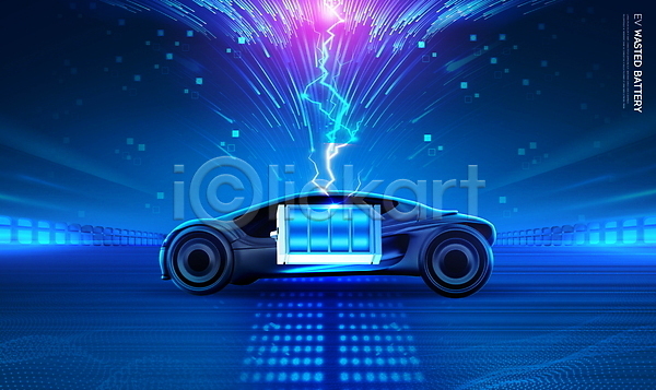 사람없음 PSD 편집이미지 건전지 반짝임 스파크 자동차 재활용 전기에너지 전기자동차 전기충전 충전 파란색 폐기물
