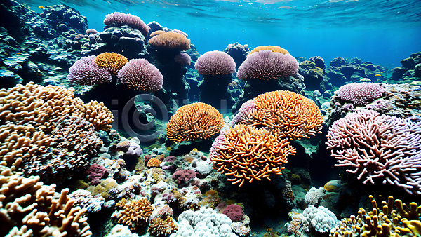 사람없음 JPG 편집이미지 바다 바닷속 산호초 수중 자연 파란색 풍경(경치)
