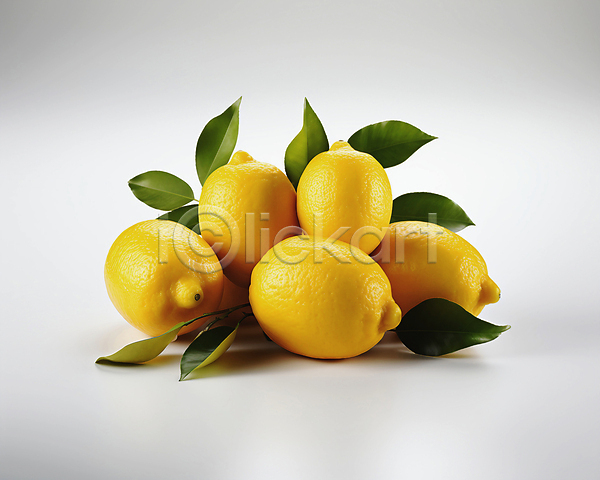 사람없음 JPG 편집이미지 과일 노란색 레몬 스튜디오촬영 여러개 잎
