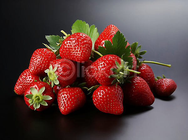 사람없음 JPG 편집이미지 과일 딸기 빨간색 스튜디오촬영 여러개 잎