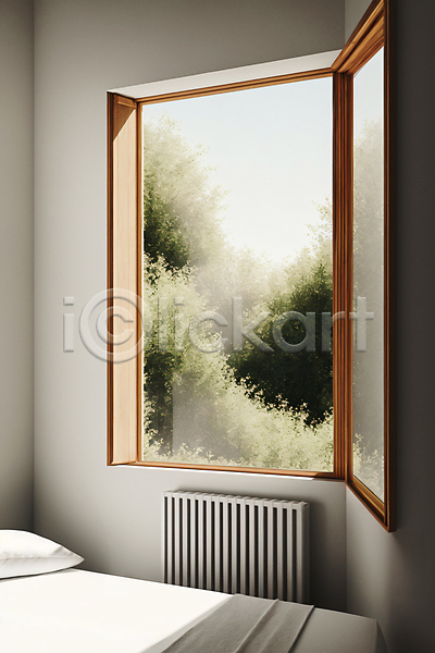포근함 사람없음 JPG 디지털합성 편집이미지 나무 라이프스타일 베개 실내 이불 인테리어 창문 침대 침실 햇빛 흰색