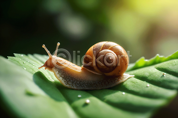 사람없음 JPG 아웃포커스 편집이미지 달팽이(동물) 물방울 풀잎 한마리