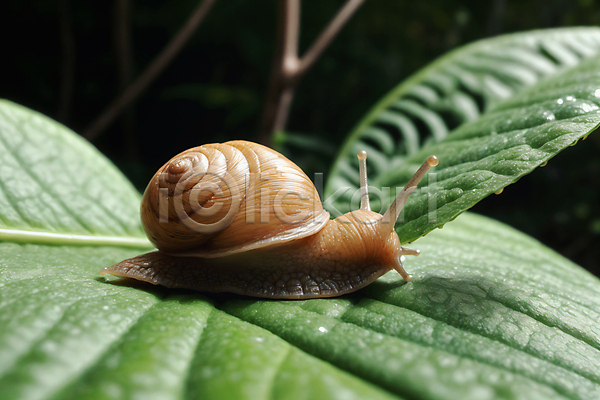 사람없음 JPG 편집이미지 달팽이(동물) 물방울 풀잎 한마리