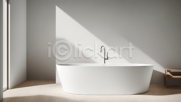 사람없음 JPG 디지털합성 편집이미지 라이프스타일 미니멀 실내 욕실 욕조 인테리어 흰색