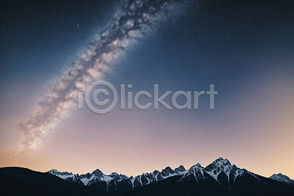 사람없음 JPG 디지털합성 편집이미지 눈덮임 밤하늘 별 산 은하 자연 풍경(경치)