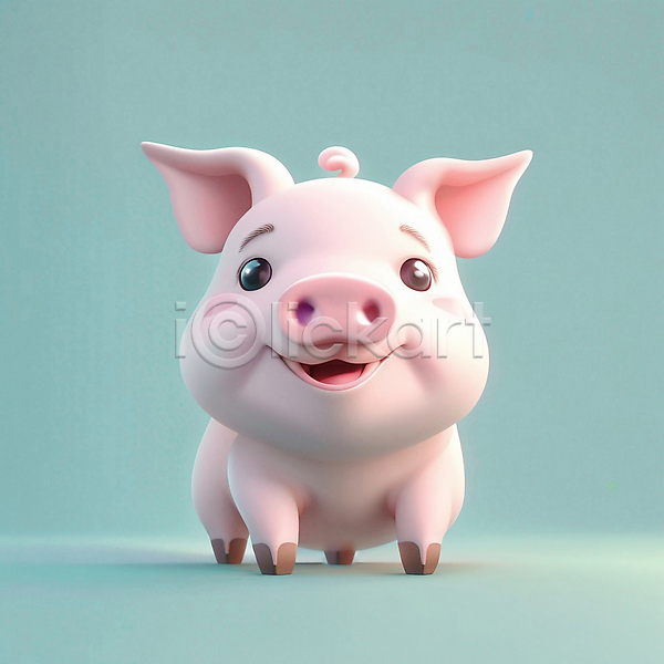 귀여움 사람없음 3D JPG 디지털합성 편집이미지 동물캐릭터 돼지 돼지띠 십이지신 십이지신캐릭터 한마리