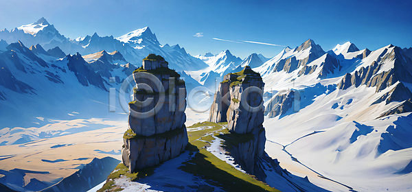 사람없음 JPG 디지털합성 편집이미지 몽블랑 산 자연 절벽 편집소스 풍경(경치) 하늘