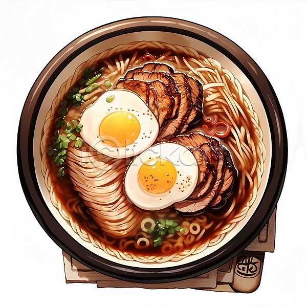 사람없음 JPG 일러스트 계란프라이 그릇 돈코츠라멘 라멘 음식 일본 일본음식 차슈