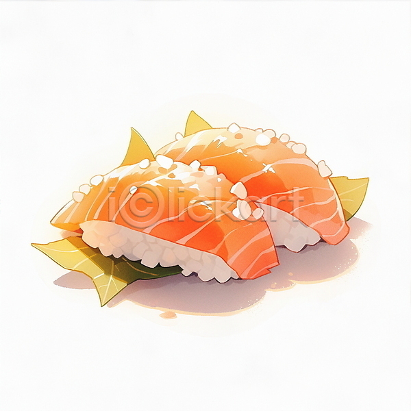 사람없음 JPG 일러스트 연어 연어요리 연어초밥 연어회 음식 일본 일본음식 잎 초밥