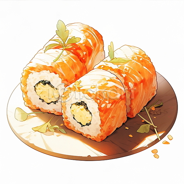 사람없음 JPG 일러스트 나무판자 롤 롤스시 음식 일본 일본음식