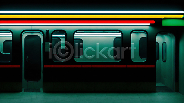 사람없음 JPG 디지털합성 편집이미지 네온 라이프스타일 문 백그라운드 빛 선 전철 창문 청록색