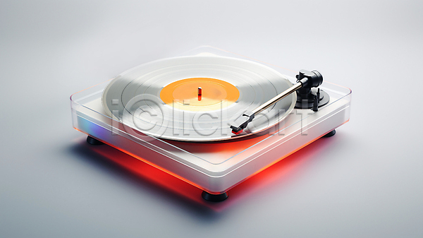 사람없음 JPG 디지털합성 편집이미지 네온 레코드판 빛 오브젝트 은색 주황색 턴테이블 편집소스