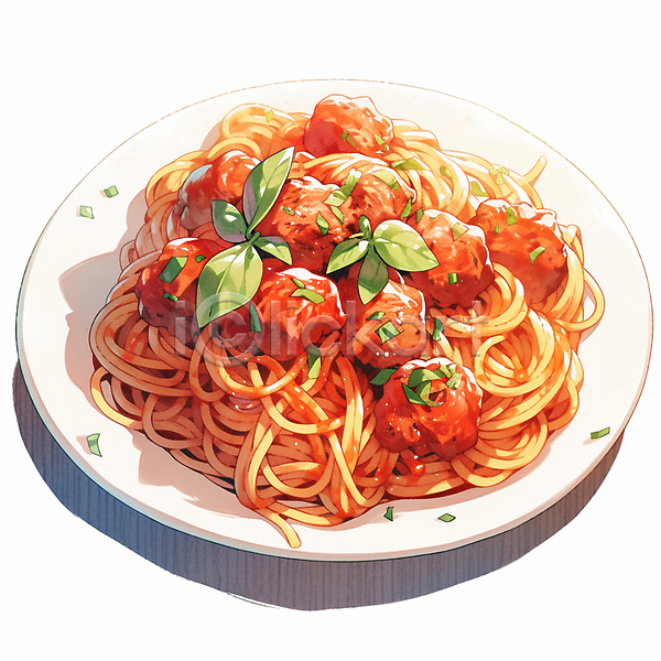 사람없음 JPG 일러스트 맛있는 미트볼스파게티 이탈리아음식 접시 토마토소스