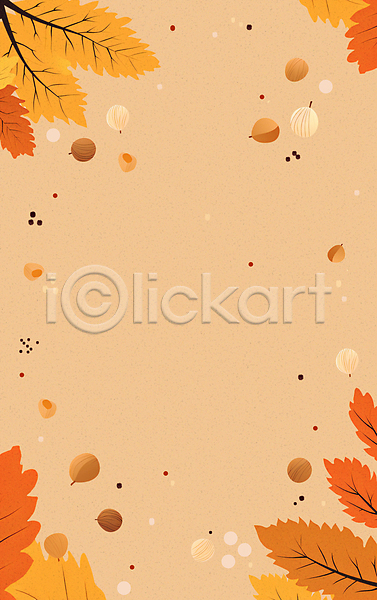 사람없음 JPG 일러스트 가을(계절) 가을배경 낙엽 단풍 도토리 밤(견과류) 백그라운드 입추 주황색 카피스페이스 프레임