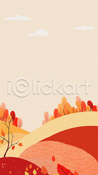 사람없음 JPG 일러스트 가을(계절) 가을배경 구름(자연) 낙엽 단풍 단풍나무 백그라운드 분홍색 빨간색 언덕 입추 풍경(경치)