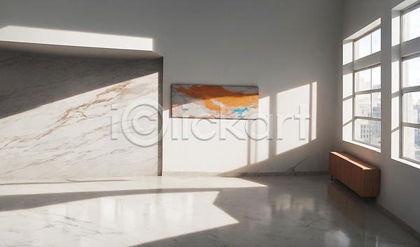 사람없음 JPG 디지털합성 편집이미지 공간 그림 대리석 모던 미술관 액자 인테리어 작품 창문 편집소스 햇빛