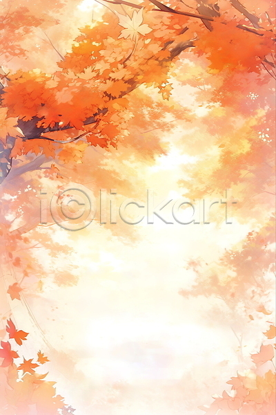 감성 사람없음 JPG 일러스트 가을(계절) 낙엽 단풍 백그라운드 주황색 카피스페이스 편지지 프레임