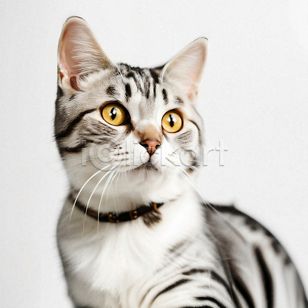 사람없음 JPG 편집이미지 고양이 반려동물 반려묘 실내 아메리칸쇼트헤어 애묘목걸이 한마리